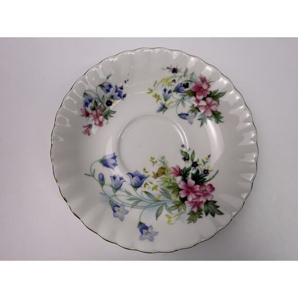 Vintage Floral Bunny Golden Crown Bone China Teacup & Saucer Set “Country Life” - Picture 4 of 10